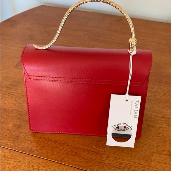 Red Leather Handbag. Anna Paola - Picture 1 of 5